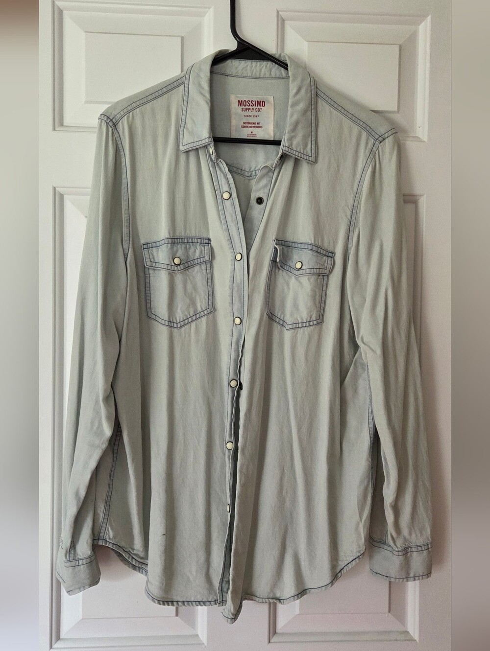 Mossimo Supply Co. Denim Look Snap/Button Down Top